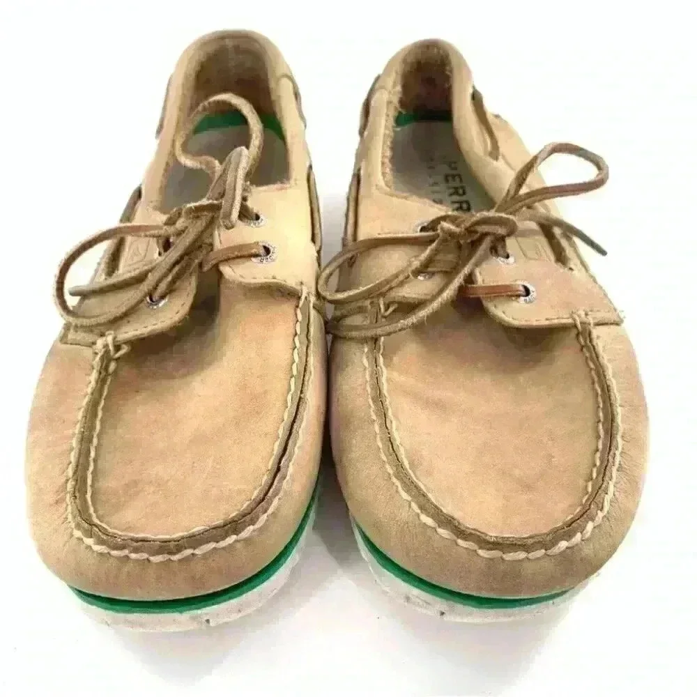 Sperry mens flats size 9 tan leather lace up boat shoes